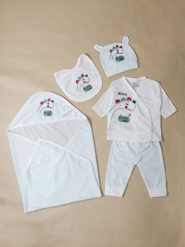 0Mth - 3Mth Dino Light Blue 5Pcs Gift Set For Newborn NBGS51