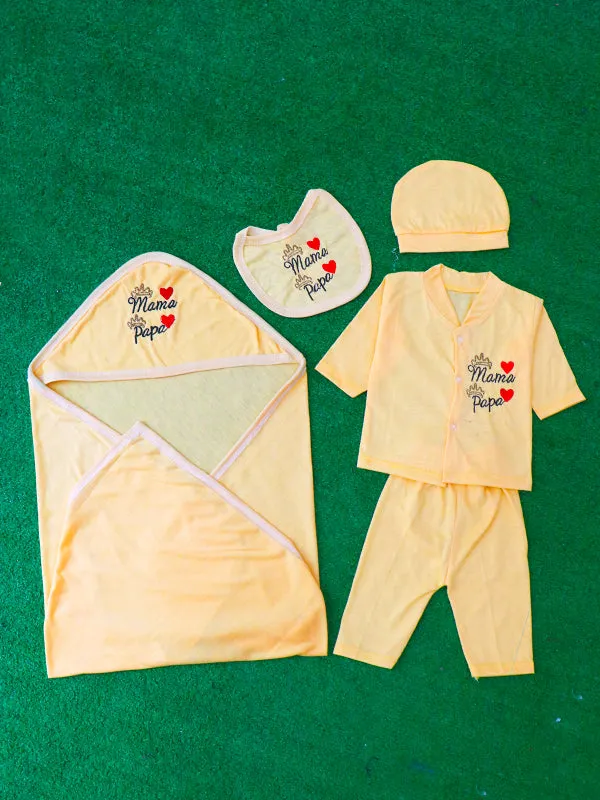 0Mth - 3Mth Mama Papa Yellow 5Pcs Gift Set For Newborn HG NBGS52