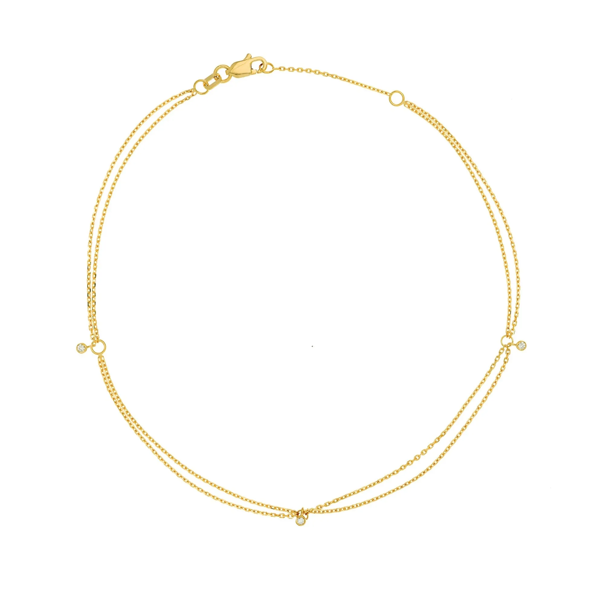 14K DOUBLE  DRAPED DIAMOND ANKLET