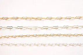 14k Gold Filled or Sterling Silver Krinkle Chain 2mm or 1.7mm Fancy Krinkle Chain Unfinished Long and Short Flat Krinkle Chain Wholesale