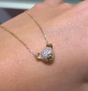 14k Gold Panda Diamond Necklace