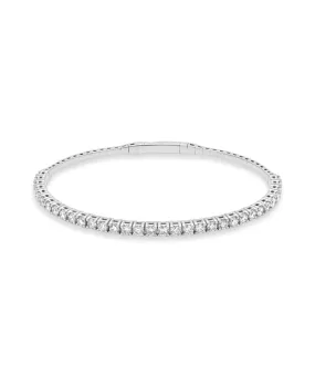 14K White Gold Diamond Flexible Bangle Bracelet 2.88cttw