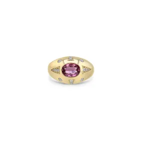 1.68 ctw Pink Sapphire & Pave Diamond Signet Ring