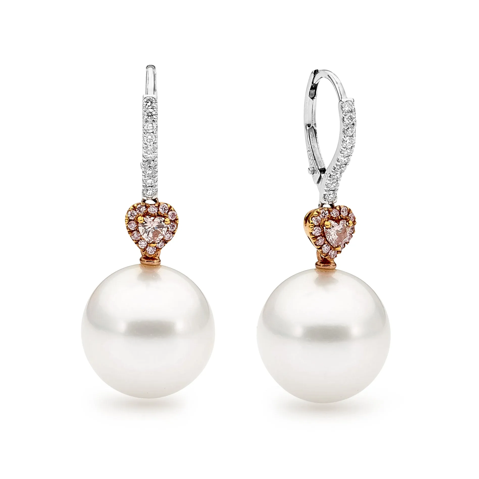 18ct White Gold Pearl and Pink Diamond Earrings