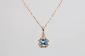 18" 14k Rose Gold Necklace with 2.67tcw Blue Topaz and 0.15tcw Diamonds (4.34g.)