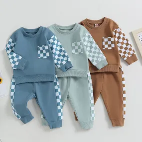 2 Pieces Set Baby Kid Boys Checked Tops And Pants Wholesale 231130119