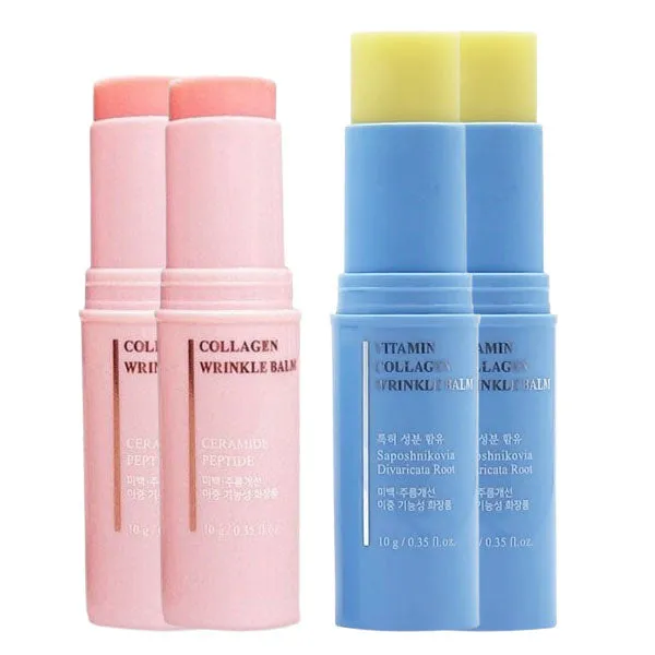 2 SETs ELUJAI Collagen Vitamin Wrinkles Balms 10g 10g Dry Skincare Moisture Anti Ageing Finelines Hyaluronic Acid Elasticity Whitening Soothing Ice Cooling Effects