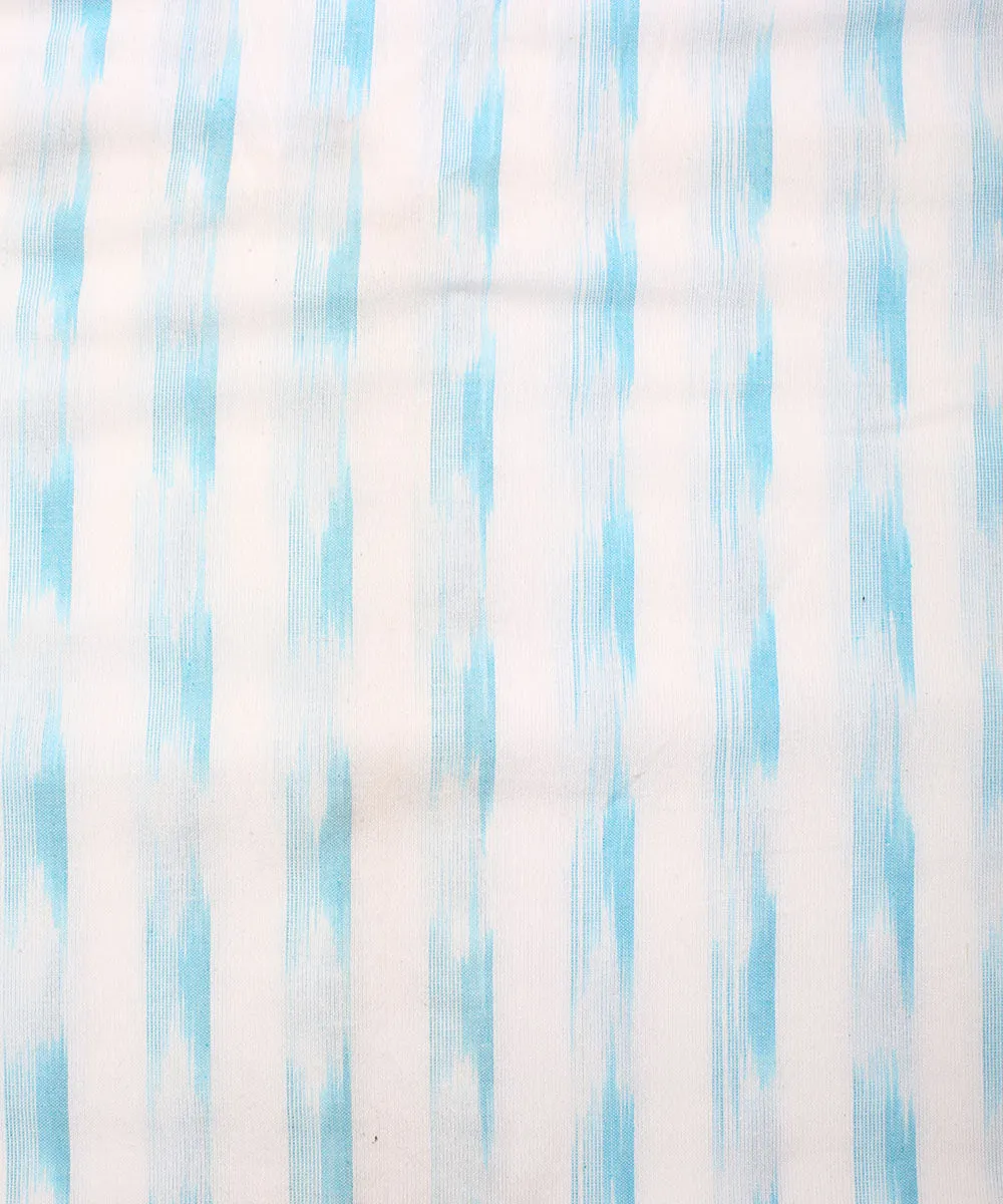 2.5 m Offwhite sky blue cotton handloom pochampally ikat fabric