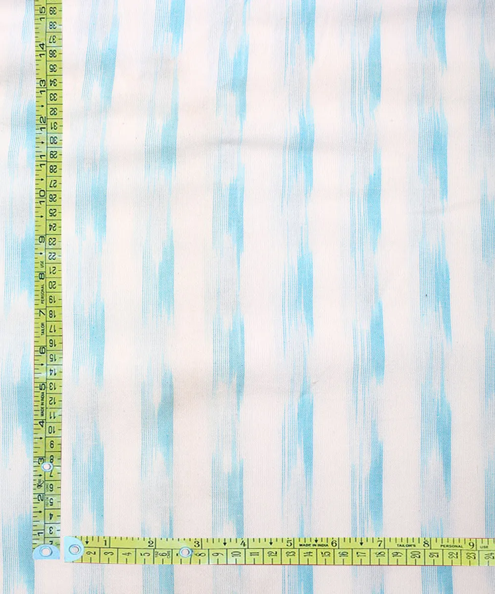 2.5 m Offwhite sky blue cotton handloom pochampally ikat fabric