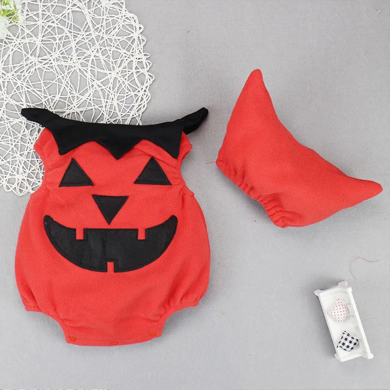 3 Pieces Set Baby Girls Boys Halloween Expression Rompers Striped Jumpsuits And Hats Wholesale 23091901