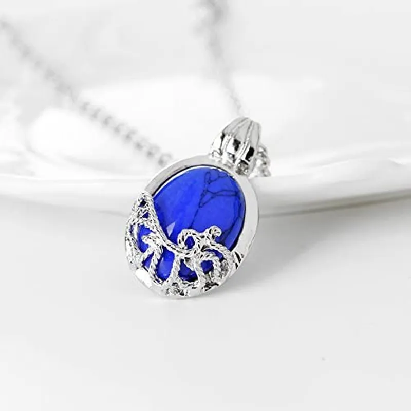 925 Silver Plated Blue Stone the Vampire Diaries Katherine S Daylight Walking Charm Pendant Necklace