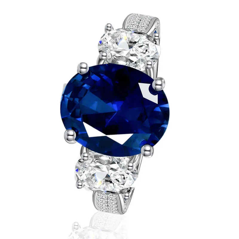 925 Sterling Silver 5CT Sapphire Diamond Gemstone Wedding Engagement Ring