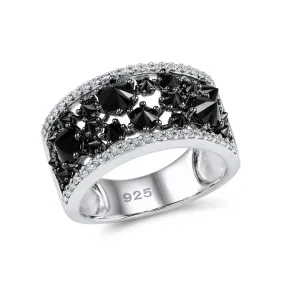 925 Sterling Silver Black Cubic Zircon Engagement Wedding Ring Bridal Women