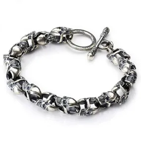 925 Sterling Silver Retro Skull Bracelet