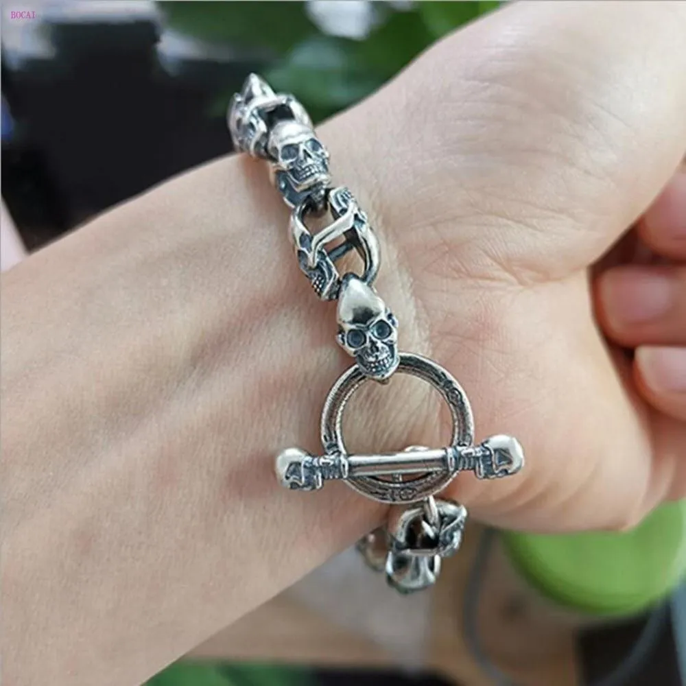 925 Sterling Silver Retro Skull Bracelet