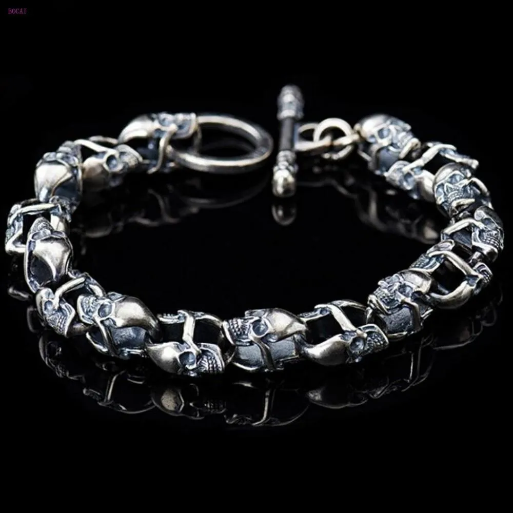 925 Sterling Silver Retro Skull Bracelet