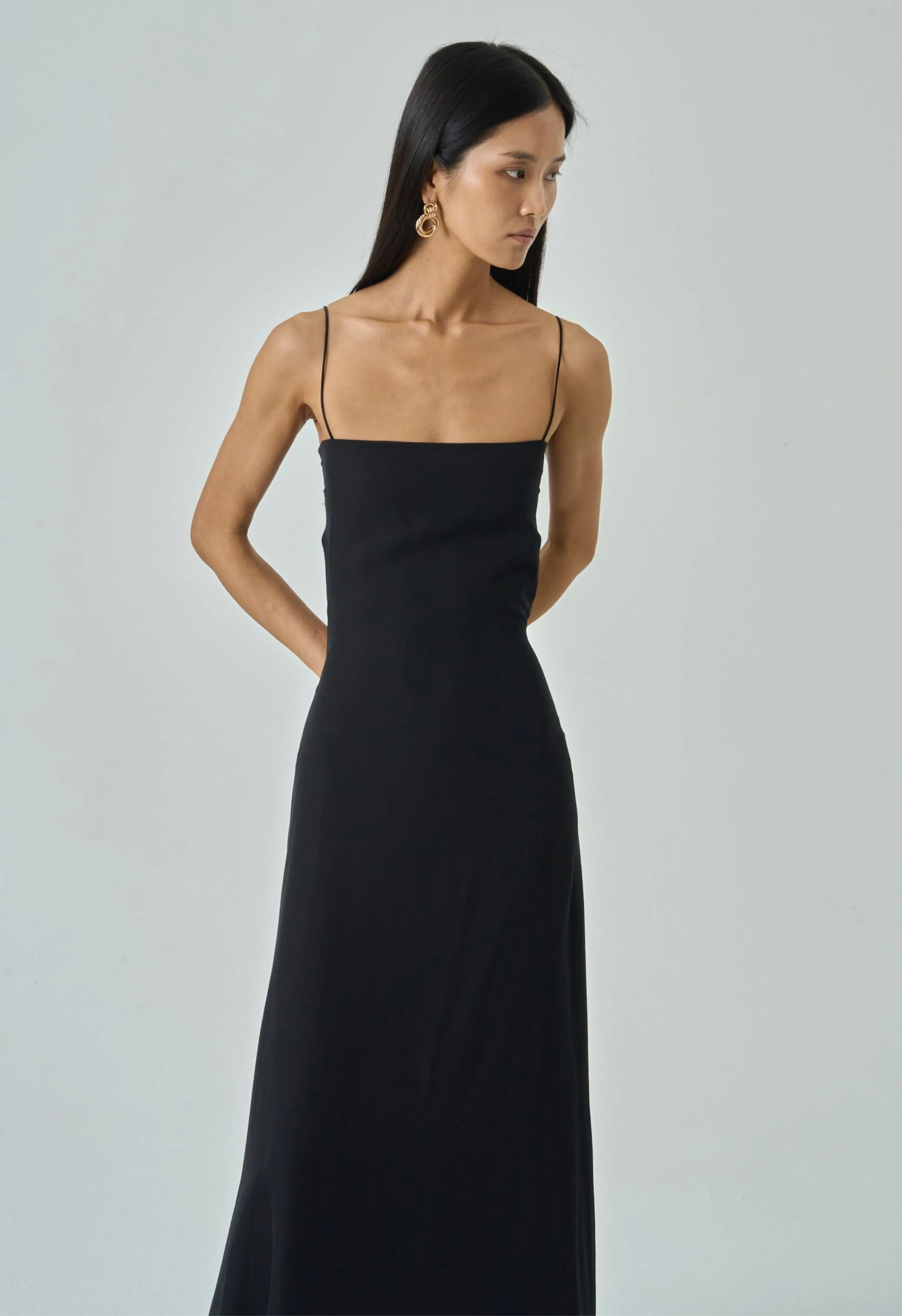 Adela Open Back Gown in Black