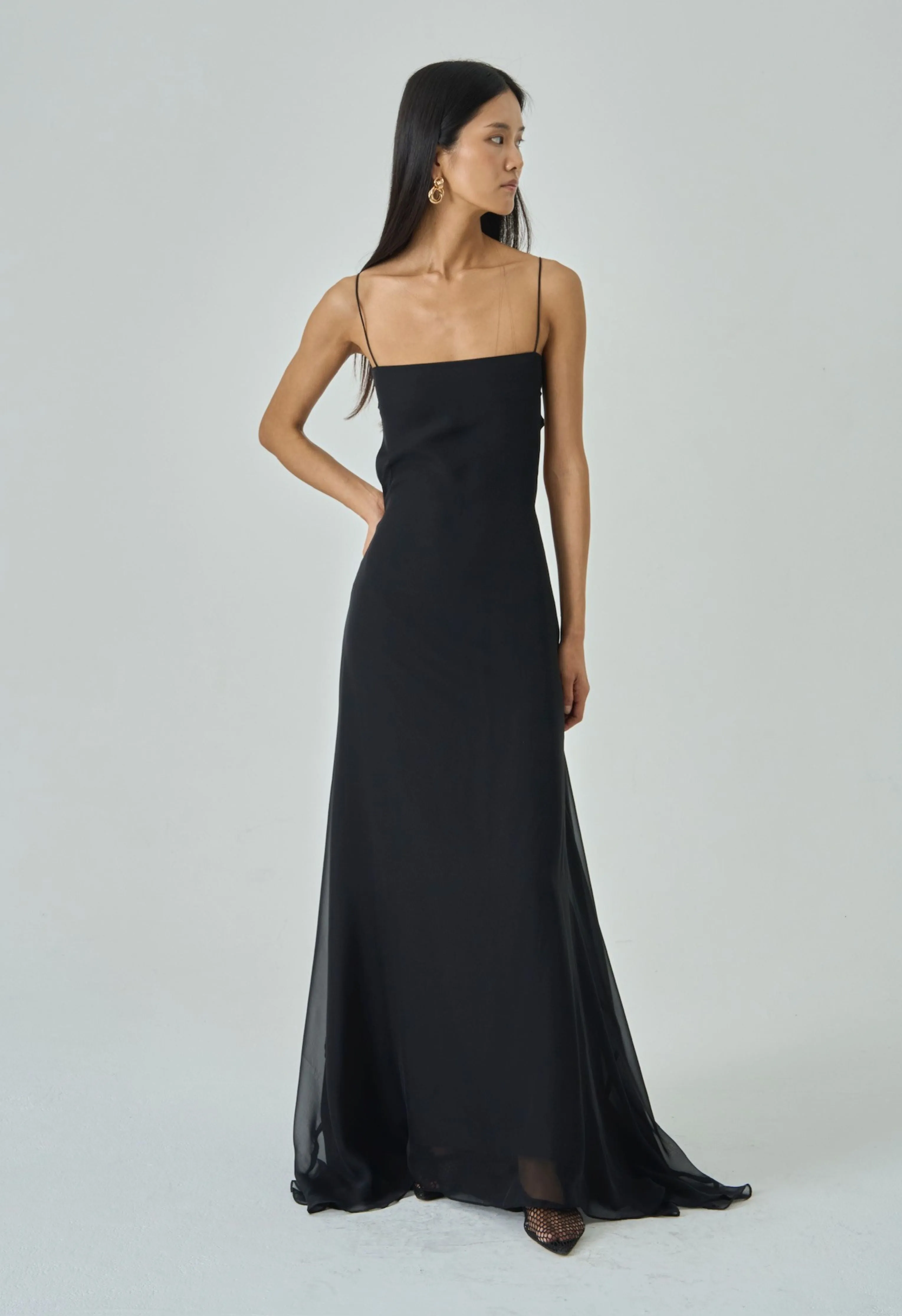 Adela Open Back Gown in Black