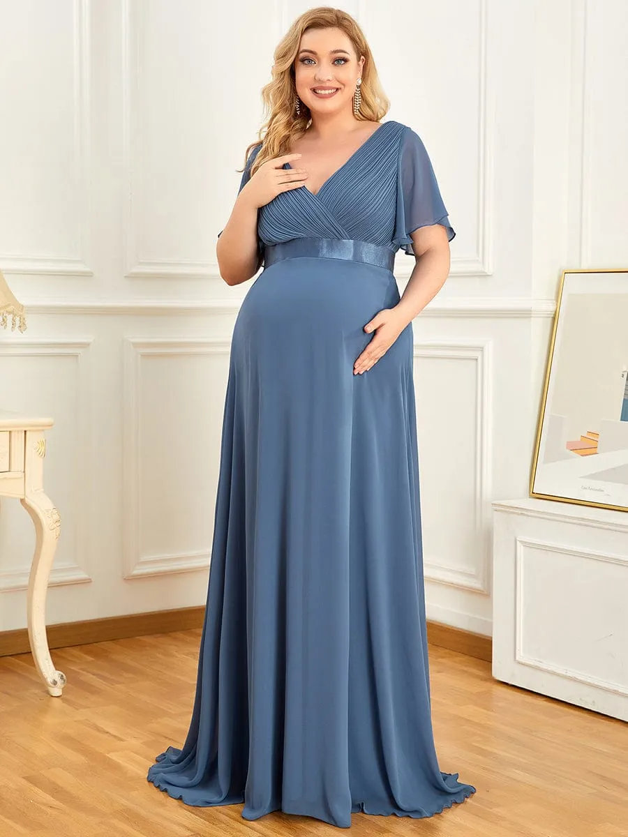 Adorable Deep V-neck Wholesale Maternity Dress for Plus Size Women