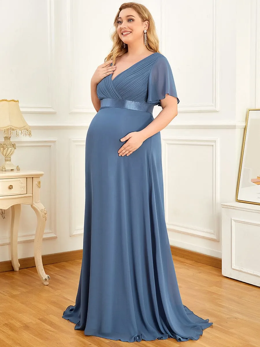 Adorable Deep V-neck Wholesale Maternity Dress for Plus Size Women