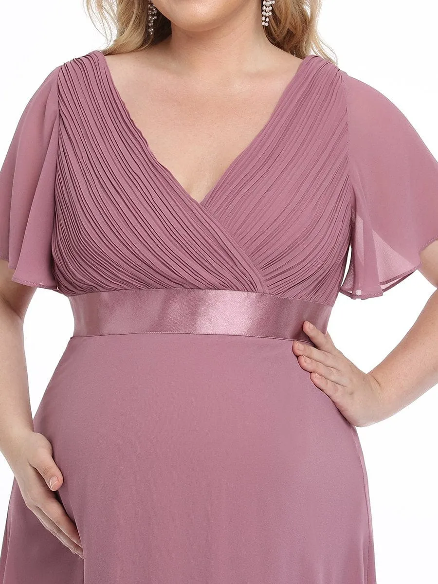 Adorable Deep V-neck Wholesale Maternity Dress for Plus Size Women