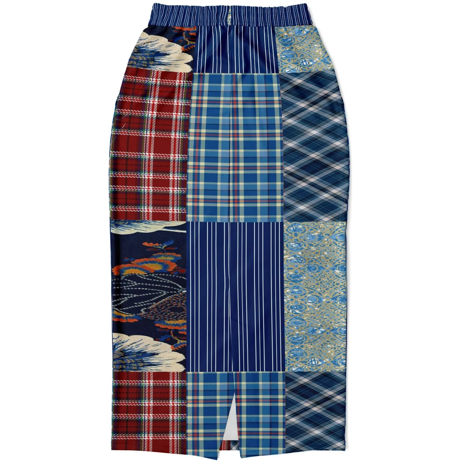 Andromeda Blue Patchwork Eco-Poly Long Pocket Skirt