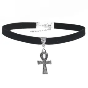 Ankh Pendant Cross Choker Necklace