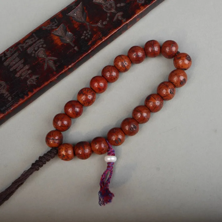 Antique Tibetan Red Bodhi Seed Wrist Mala