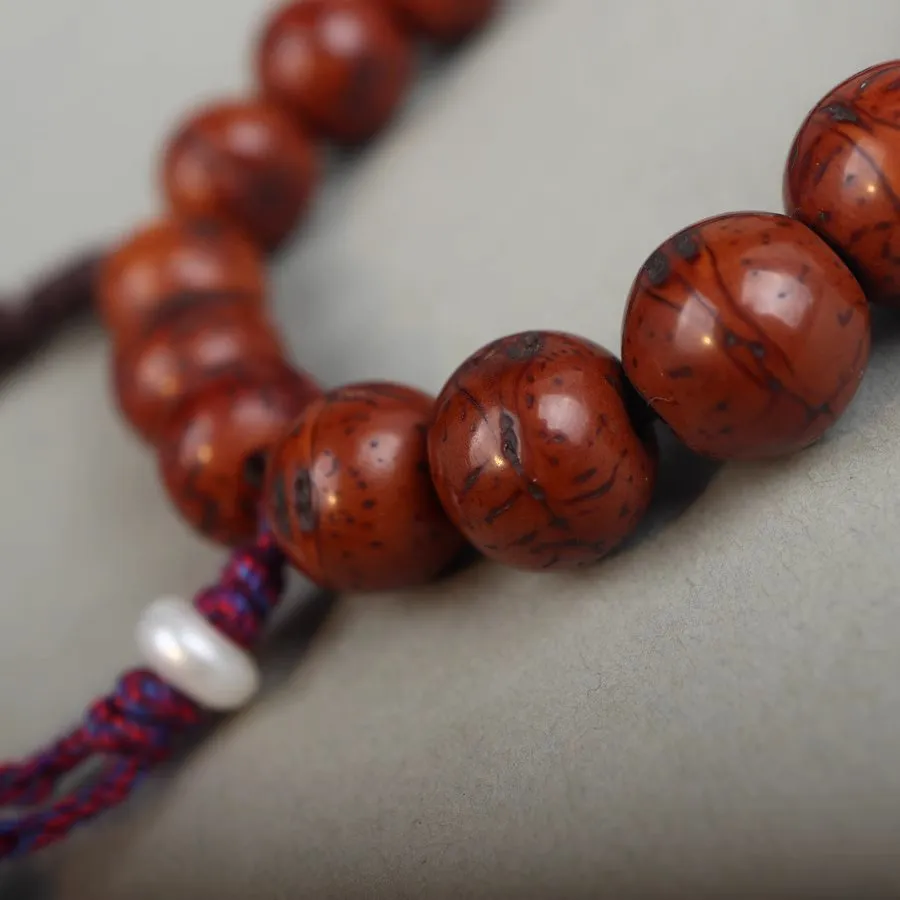 Antique Tibetan Red Bodhi Seed Wrist Mala