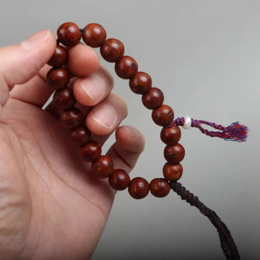 Antique Tibetan Red Bodhi Seed Wrist Mala