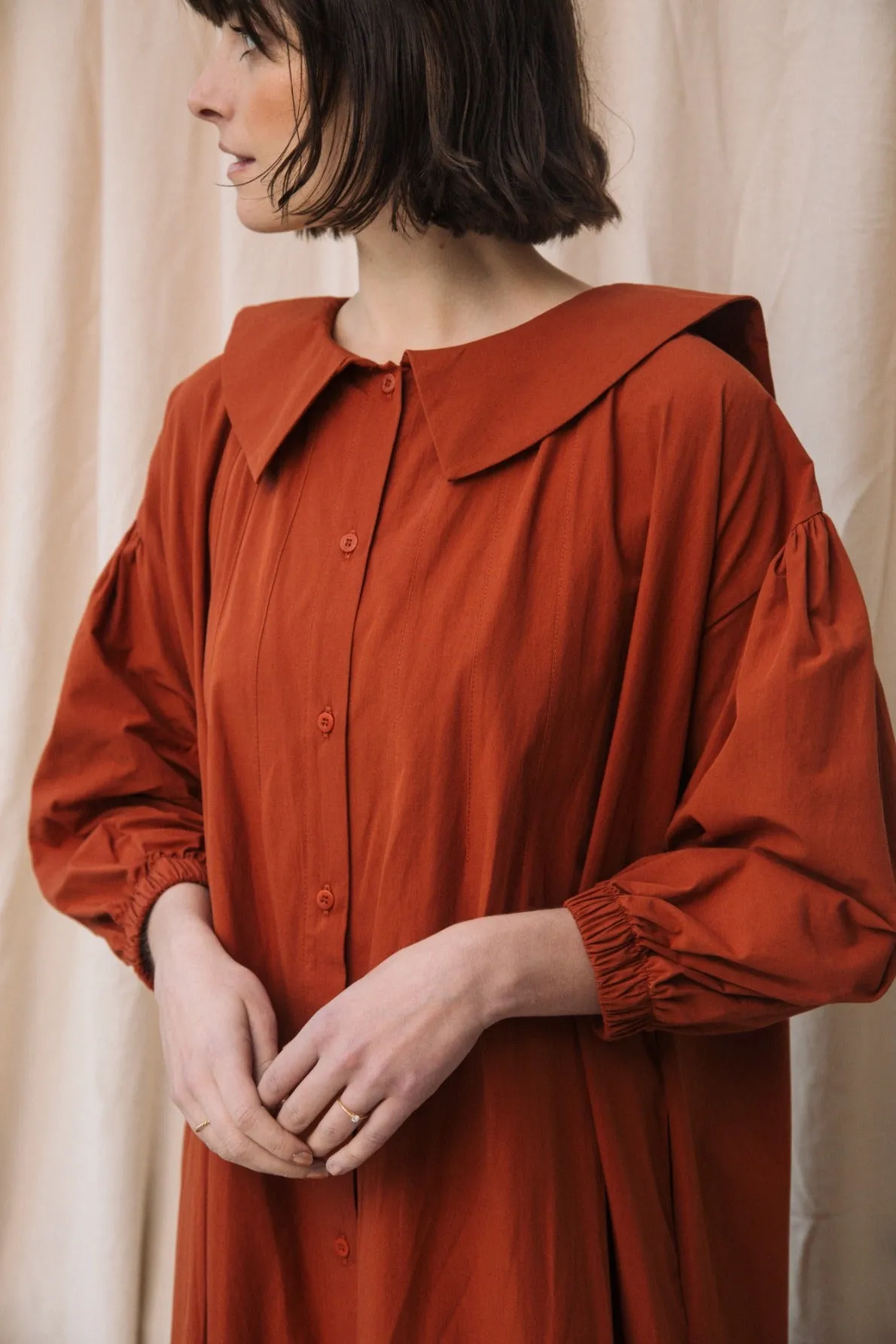 Aralia Organic Cotton Poplin Dress in Paprika