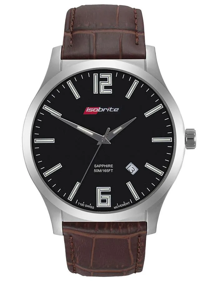 ArmourLite Isobrite Grand Slimline Series - Black Dial - Brown Leather Strap