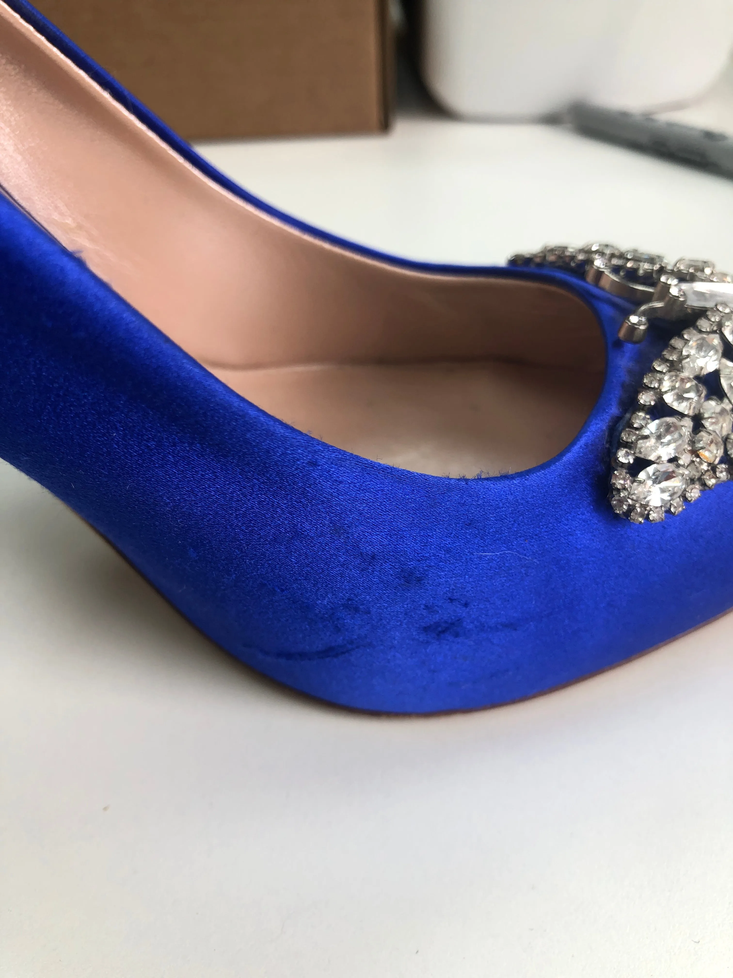 Aruna Seth Blue Satin Embellished Stilettos UK 7 EU 40 👠