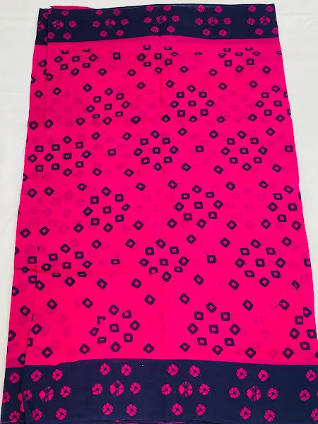 Attractive Pink Color Pure Cotton Saree With Contrast Blue Border