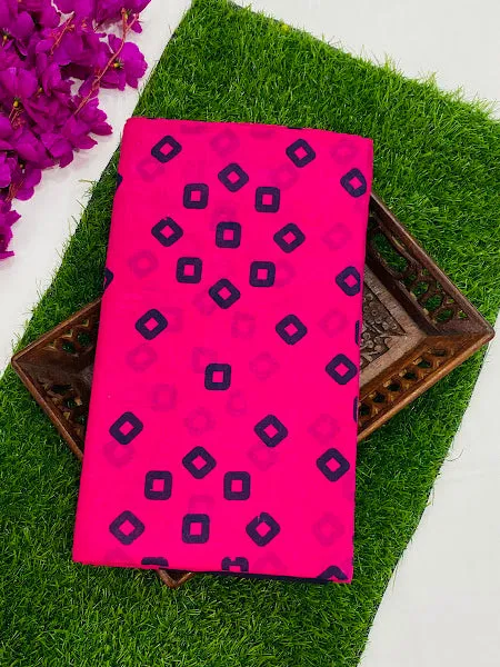 Attractive Pink Color Pure Cotton Saree With Contrast Blue Border