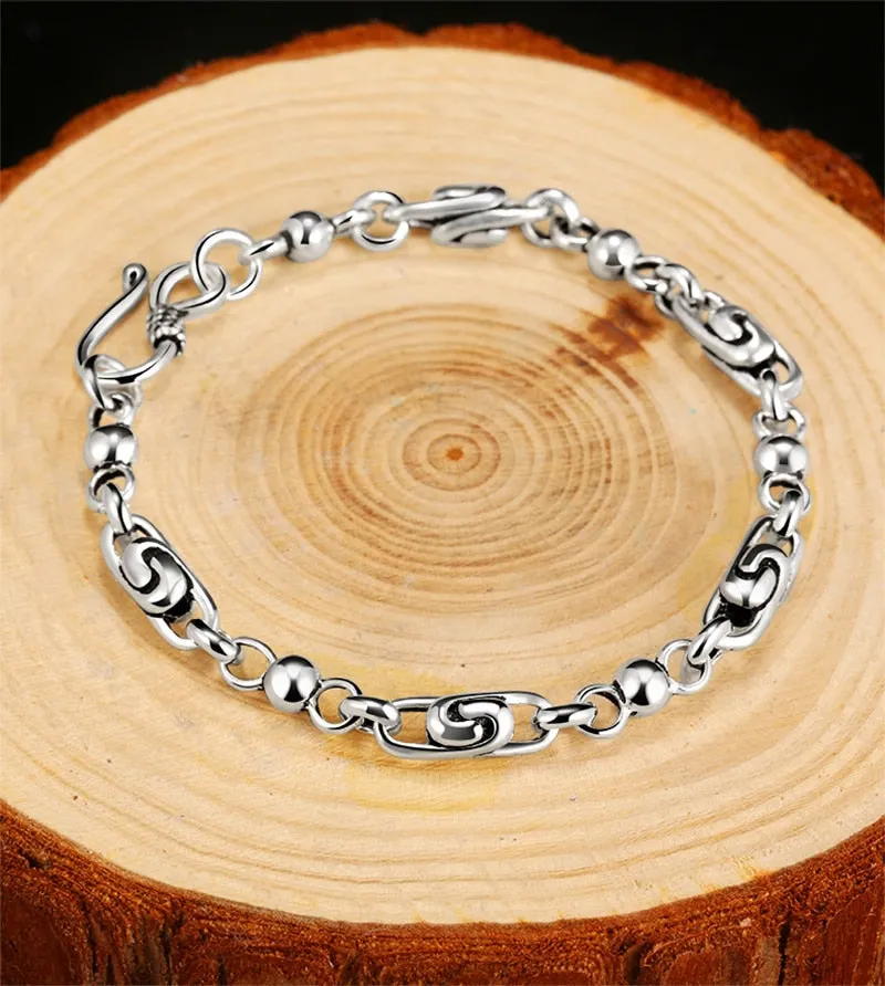 Auspicious Cloud 925 Sterling Silver Trendy Biker Fine Bracelet