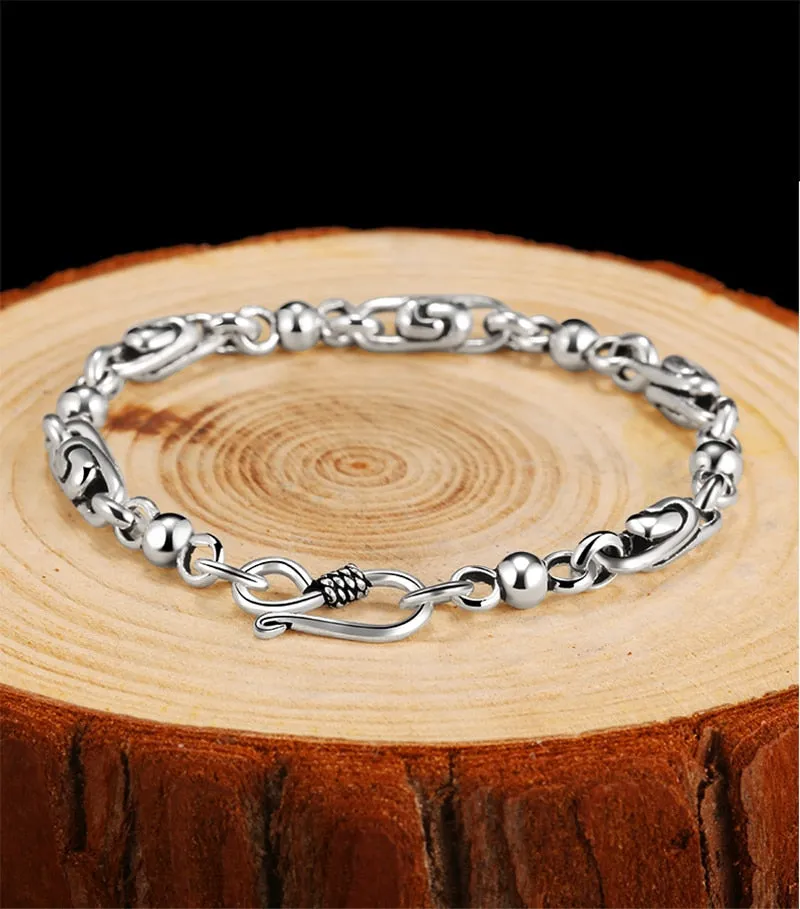 Auspicious Cloud 925 Sterling Silver Trendy Biker Fine Bracelet