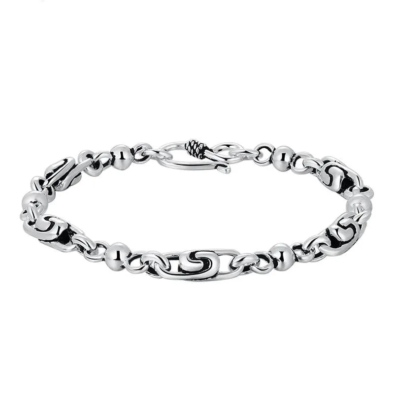 Auspicious Cloud 925 Sterling Silver Trendy Biker Fine Bracelet