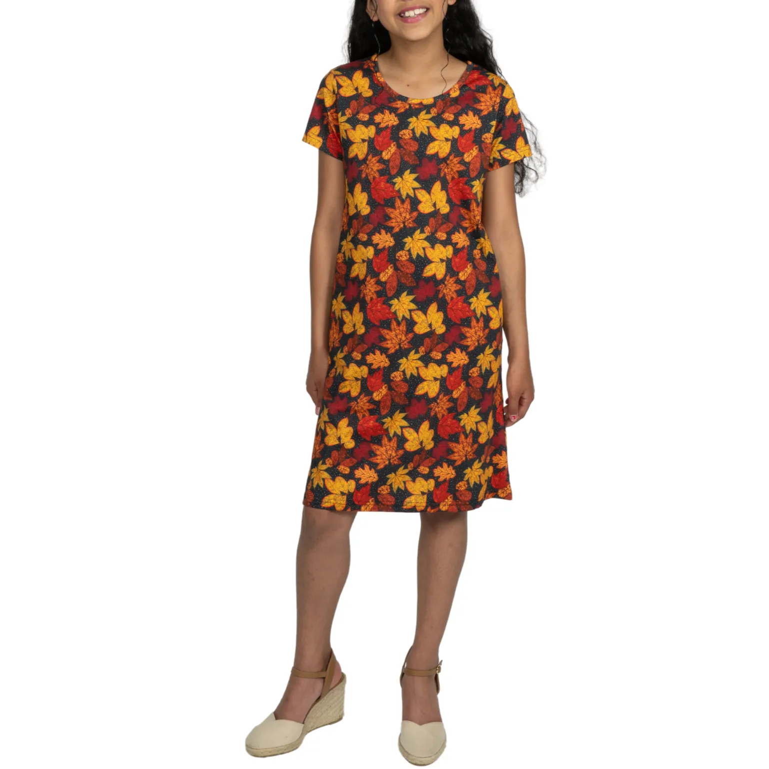 Autumn Leaves Kids A-Line Dress