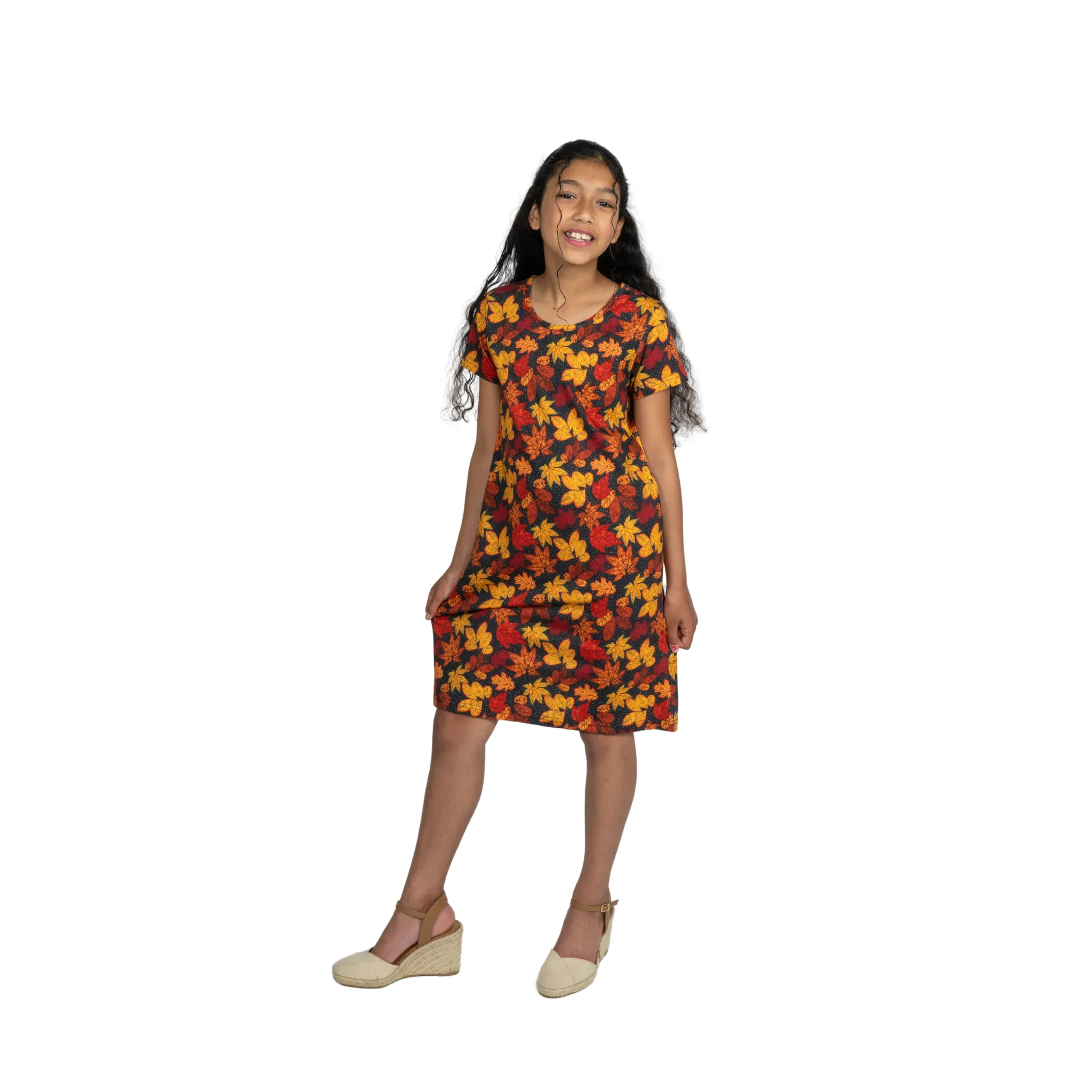 Autumn Leaves Kids A-Line Dress