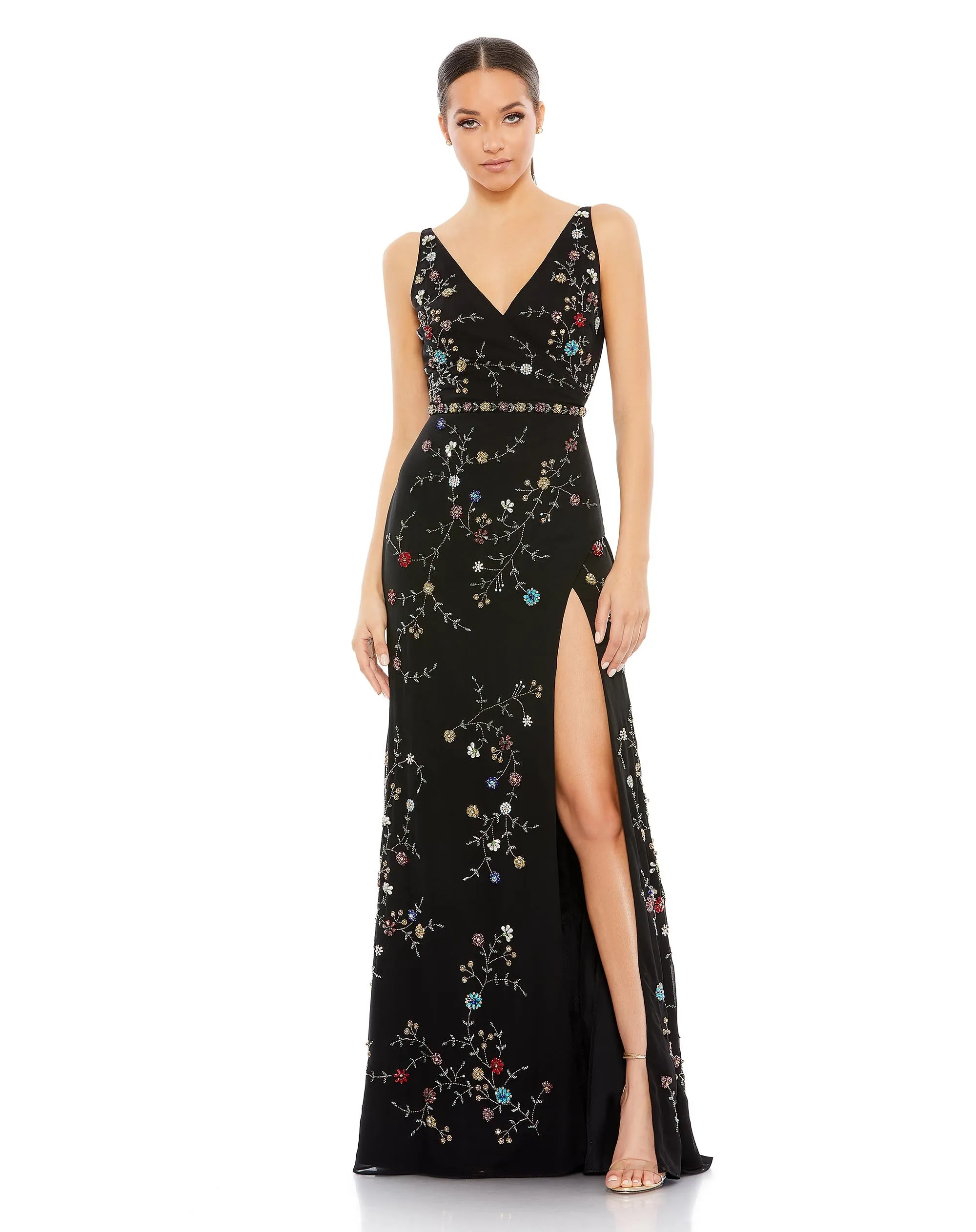 Beaded Faux Wrap Sleeveless Gown | Sample | Sz. 2