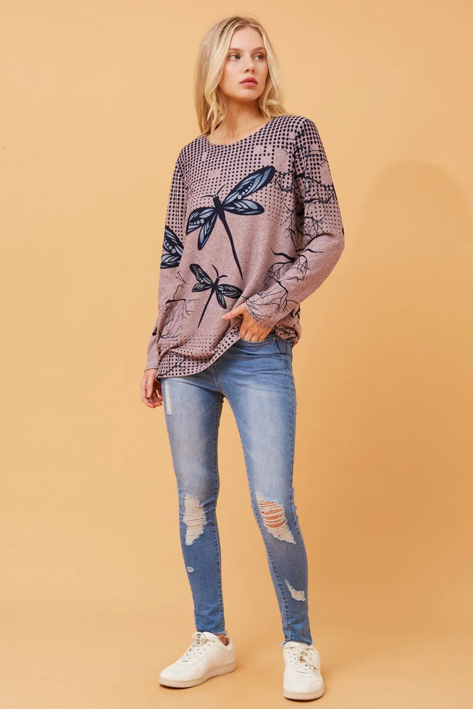 BEAU DRAGONFLY PRINT TOP