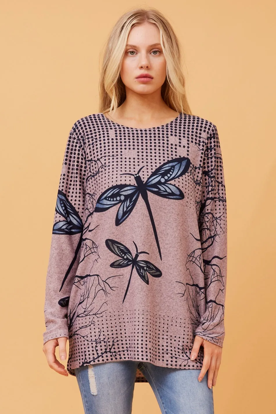 BEAU DRAGONFLY PRINT TOP