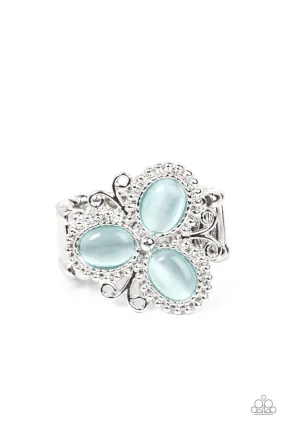 Bewitched Blossoms Blue Cat's Eye Stone Ring - Paparazzi Accessories