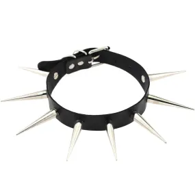 Big Metal Spike Stud Choker Collar PU Leather Gothic Hip-Hop Necklace