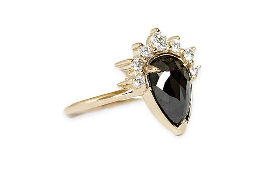 Black Diamond Crown Halo Ring 2.24ct