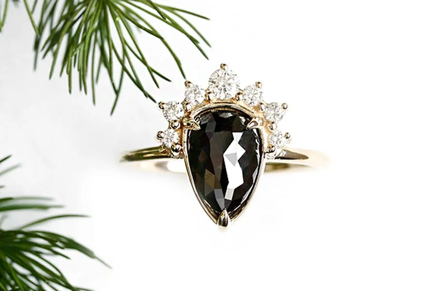 Black Diamond Crown Halo Ring 2.24ct