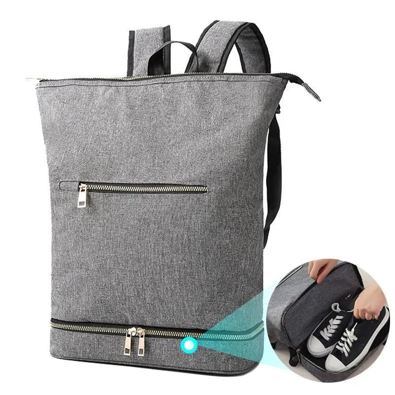 Black/Gray Dry and Wet Separator 20 to 35 Litre Fitness Backpack with Shoe Compartment