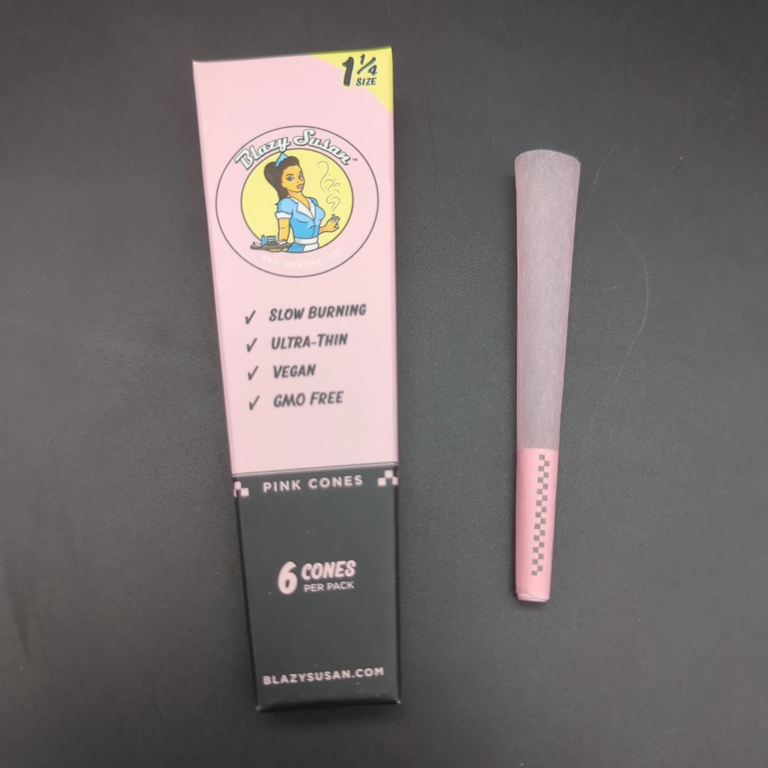 Blazy Susan Pink 1 1/4 Pre-Rolled Cones 6 Pack