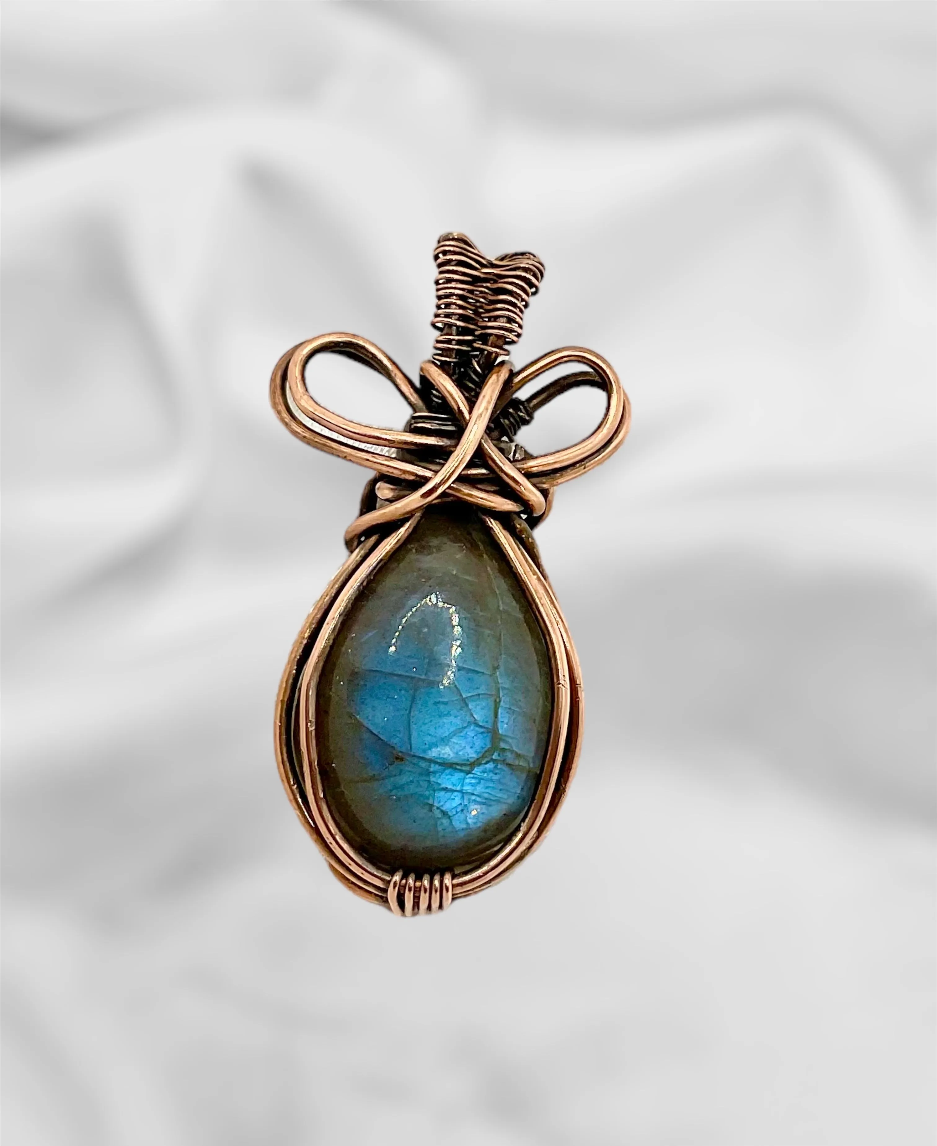 Blue Labradorite Wire Wrapped Pendant